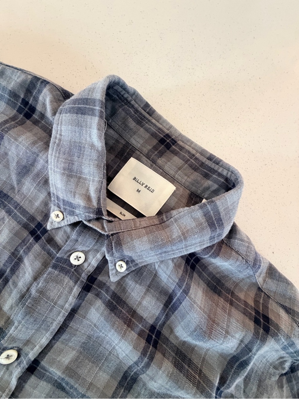 Billy Reid Men's Blue Plaid Button-Down Shirt